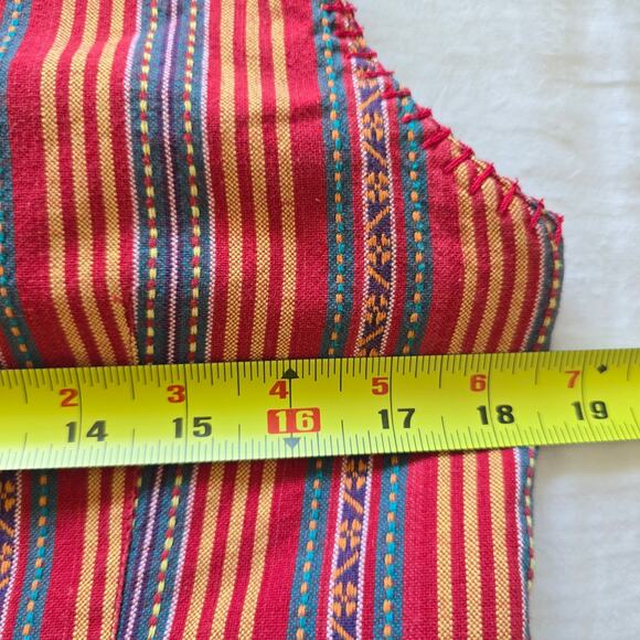 Vintage Lizwear Womens Southwestern Striped Vest Red Size M Pearl Button Boho - Picture 5 of 6